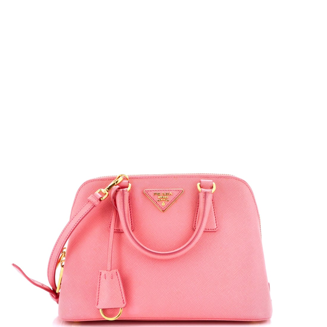 Prada Saffiano Leather Small Promenade Bag: Prada Saffiano Leather Small Promenade Bag The Prada Saffiano Leather Small Promenade Bag is a stylish and versatile accessory that exudes luxury with its iconic pink exterior and gold hardware. With
