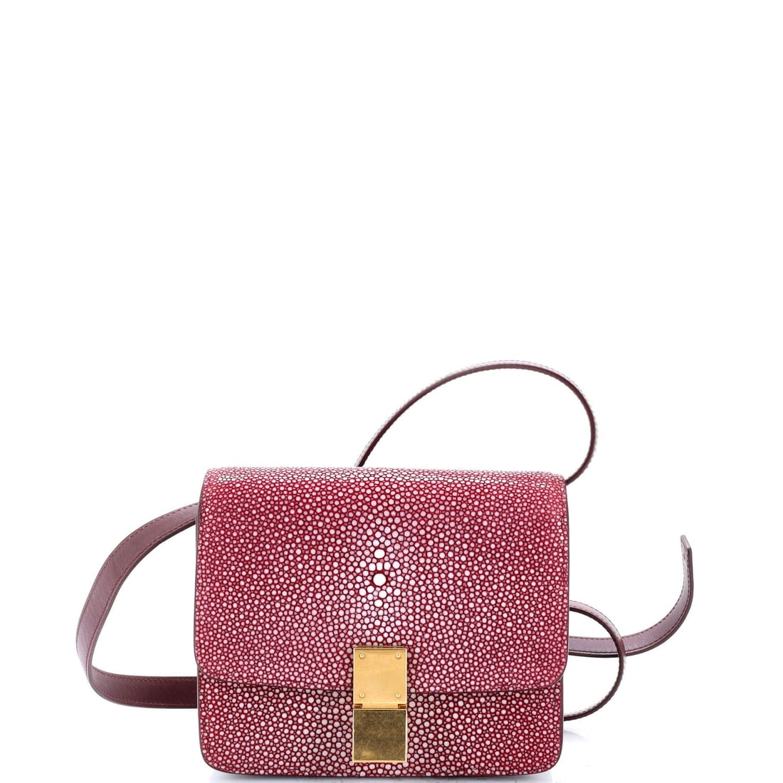 Celine Small Stingray Classic Box Bag: Celine Small Stingray Classic Box Bag Experience the timeless elegance of the Celine Small Stingray Classic Box Bag, boasting a stunning pink stingray exterior and rich leather interior. With its clas