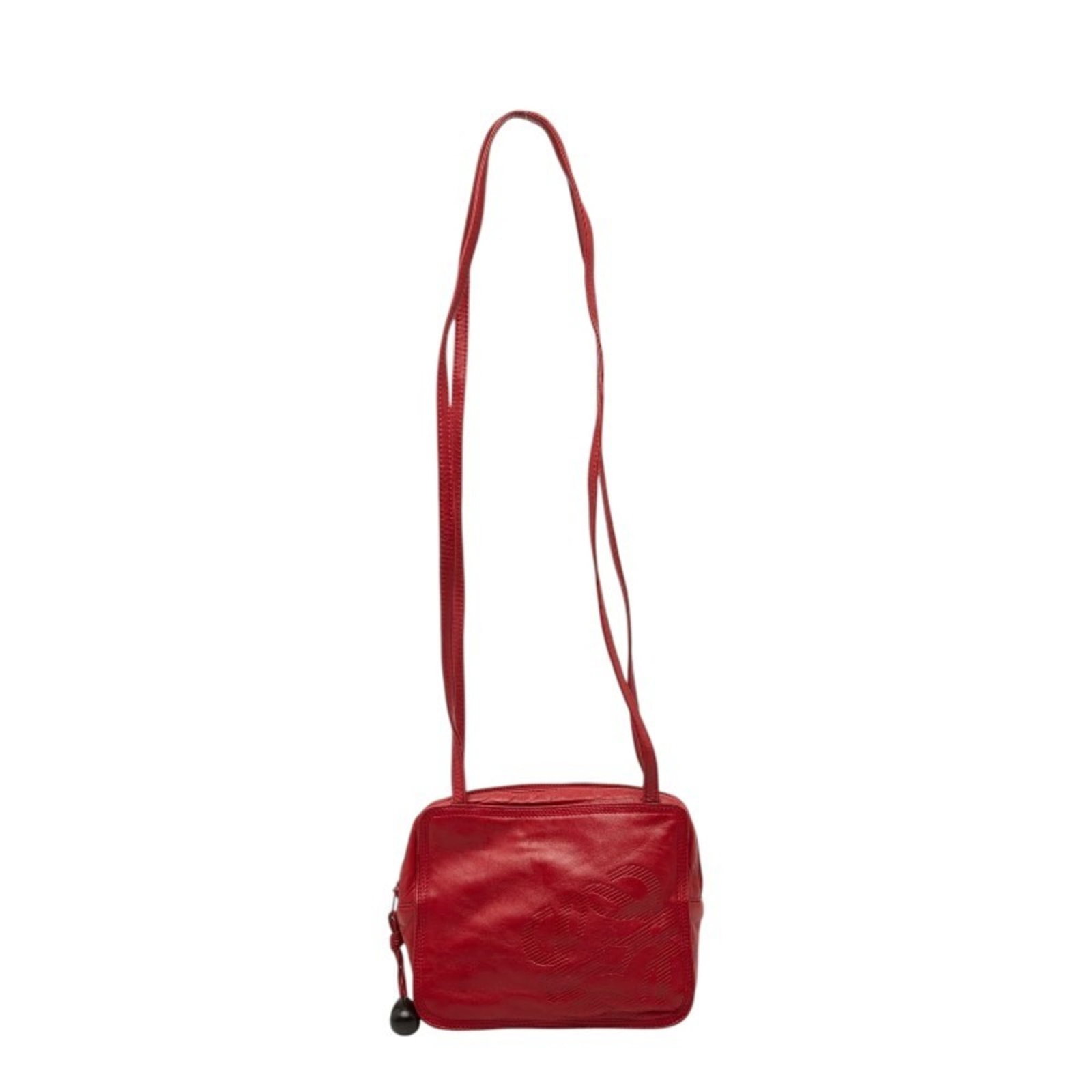 Loewe Leather Shoulder Bag: Loewe Leather Shoulder Bag A stunning red Loewe leather shoulder bag, perfect for adding a pop of color to your daily routine. With its classic design and premium leather construction, this timeless p