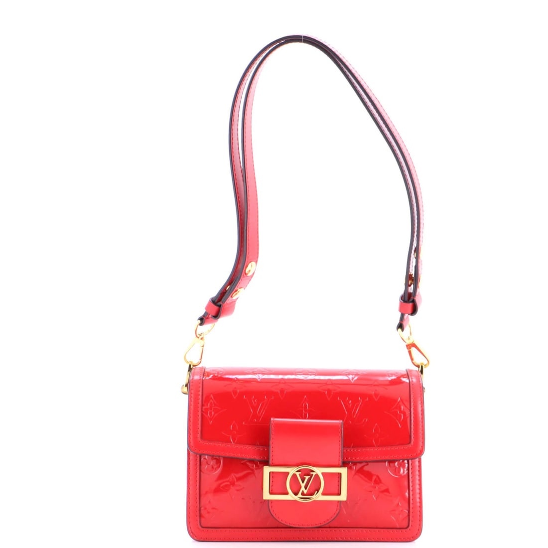 Louis Vuitton Mini Dauphine Shoulder Bag in Monogram Vernis: Louis Vuitton Mini Dauphine Shoulder Bag in Monogram Vernis This stunning Louis Vuitton Mini Dauphine Shoulder Bag in Monogram Vernis is a coveted accessory for any fashion enthusiast. With its bold