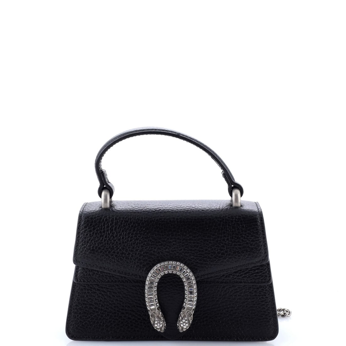 Mini Gucci Dionysus Top Handle Bag Leather with Crystals: Mini Gucci Dionysus Top Handle Bag Leather with Crystals Elevate your style with the iconic Gucci Dionysus Top Handle Bag, boasting sleek crystal accents and luxurious leather construction. This mini