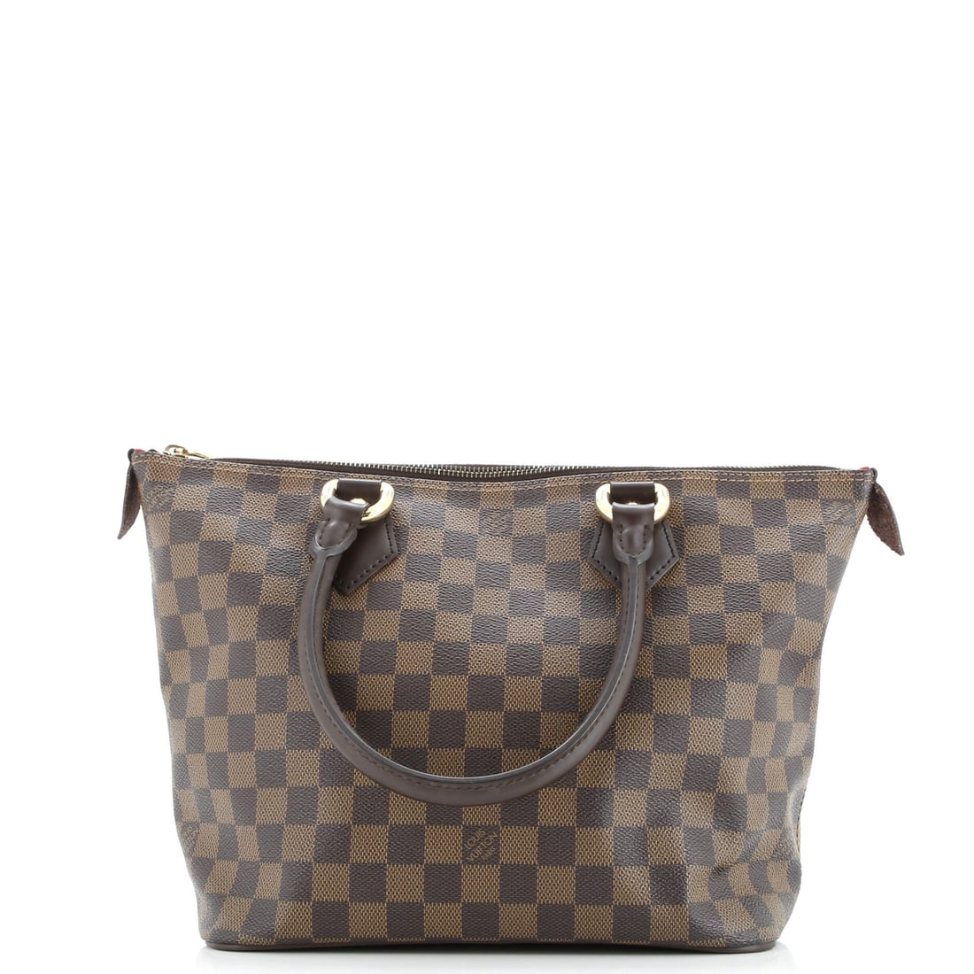 Louis Vuitton Damier PM Saleya Handbag: Louis Vuitton Damier PM Saleya Handbag A stunning Louis Vuitton Saleya Handbag in classic Damier PM canvas, boasting a timeless brown exterior with subtle gold hardware and a chic red interior. With i