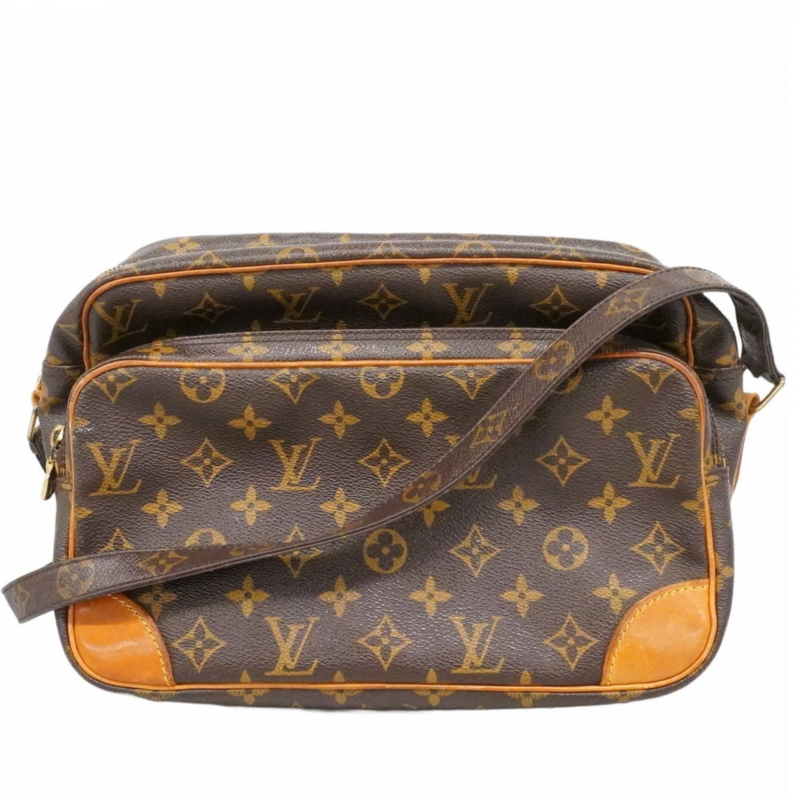 Bag Louis Vuitton Shoulder: Bag Louis Vuitton Shoulder A pre-owned Louis Vuitton shoulder bag in rich brown leather, boasting the iconic monogram pattern and timeless design that has made this brand a status symbol for decades.