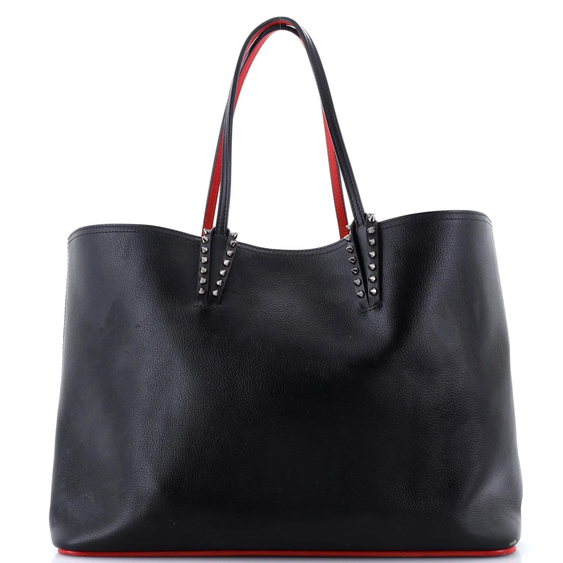Christian Louboutin Cabata East/ West Leather Large Tote: Christian Louboutin Cabata East/ West Leather Large Tote A sleek and sophisticated Christian Louboutin Cabata East/West Leather Large Tote in rich black leather, boasting a spacious interior and sturd