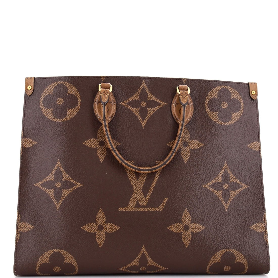 GM Louis Vuitton OnTheGo Tote Reverse Monogram Giant: GM Louis Vuitton OnTheGo Tote Reverse Monogram Giant Experience the iconic Louis Vuitton OnTheGo Tote in its largest and most spacious form, the Reverse Monogram Giant GM. With its sturdy canvas-coate