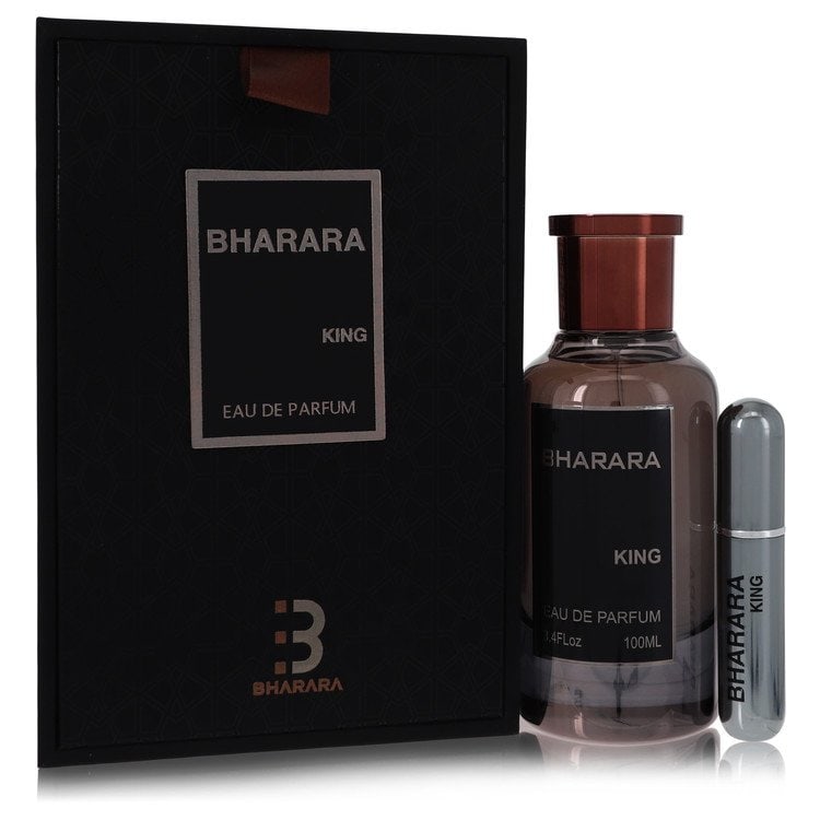 Bharara King Cologne by Bharara Beauty Eau de Parfum Spray & Refillable Travel Spray: Bharara King Cologne by Bharara Beauty Eau de Parfum Spray & Refillable Travel Spray Experience the invigorating scent of Bharara King Cologne, a refreshing eau de parfum spray designed for men who