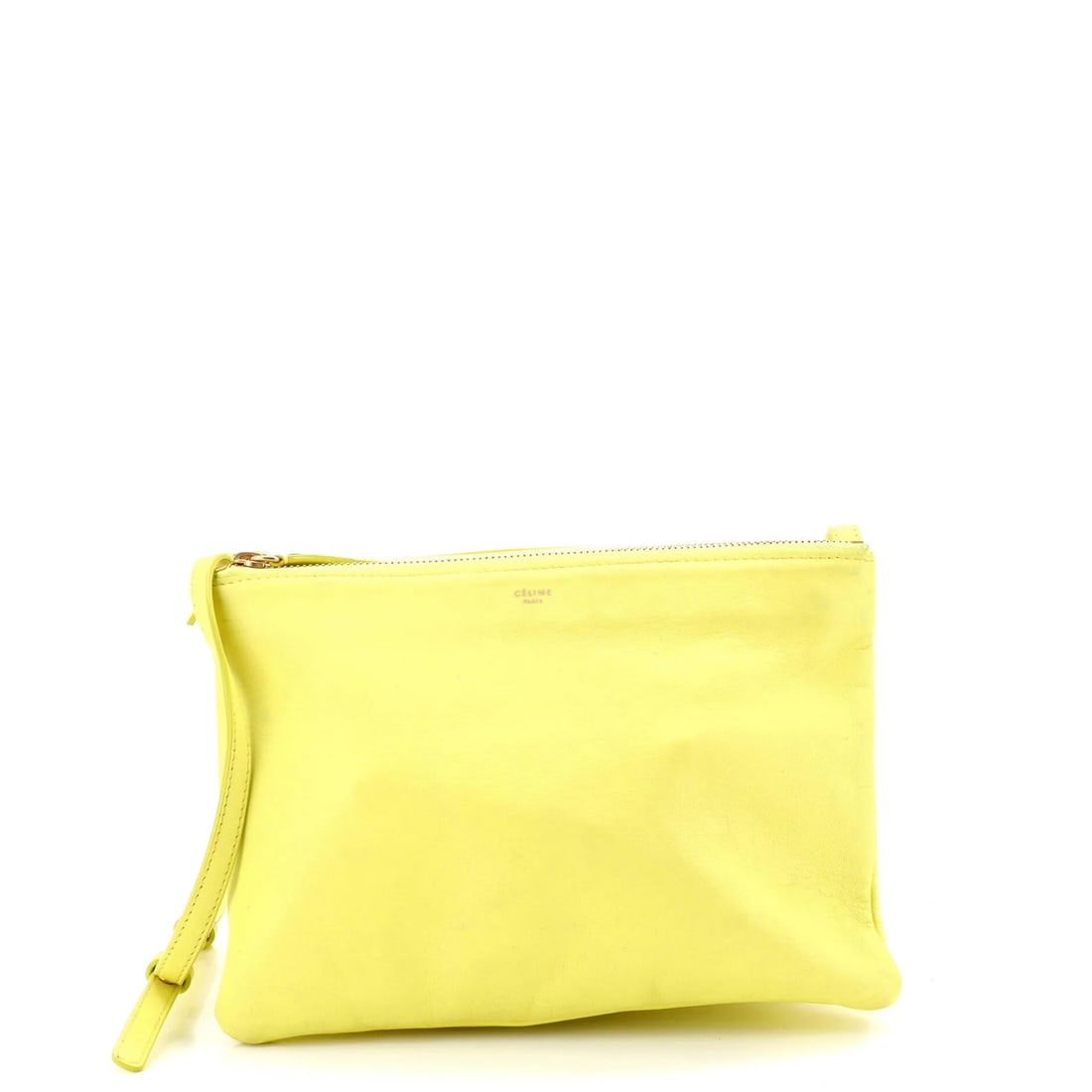 Celine Large Leather Crossbody Bag: Celine Large Leather Crossbody Bag A vibrant and stylish Celine Trio Crossbody Bag in sunny yellow leather, perfect for adding a pop of color to your daily routine. With its spacious interior and comf