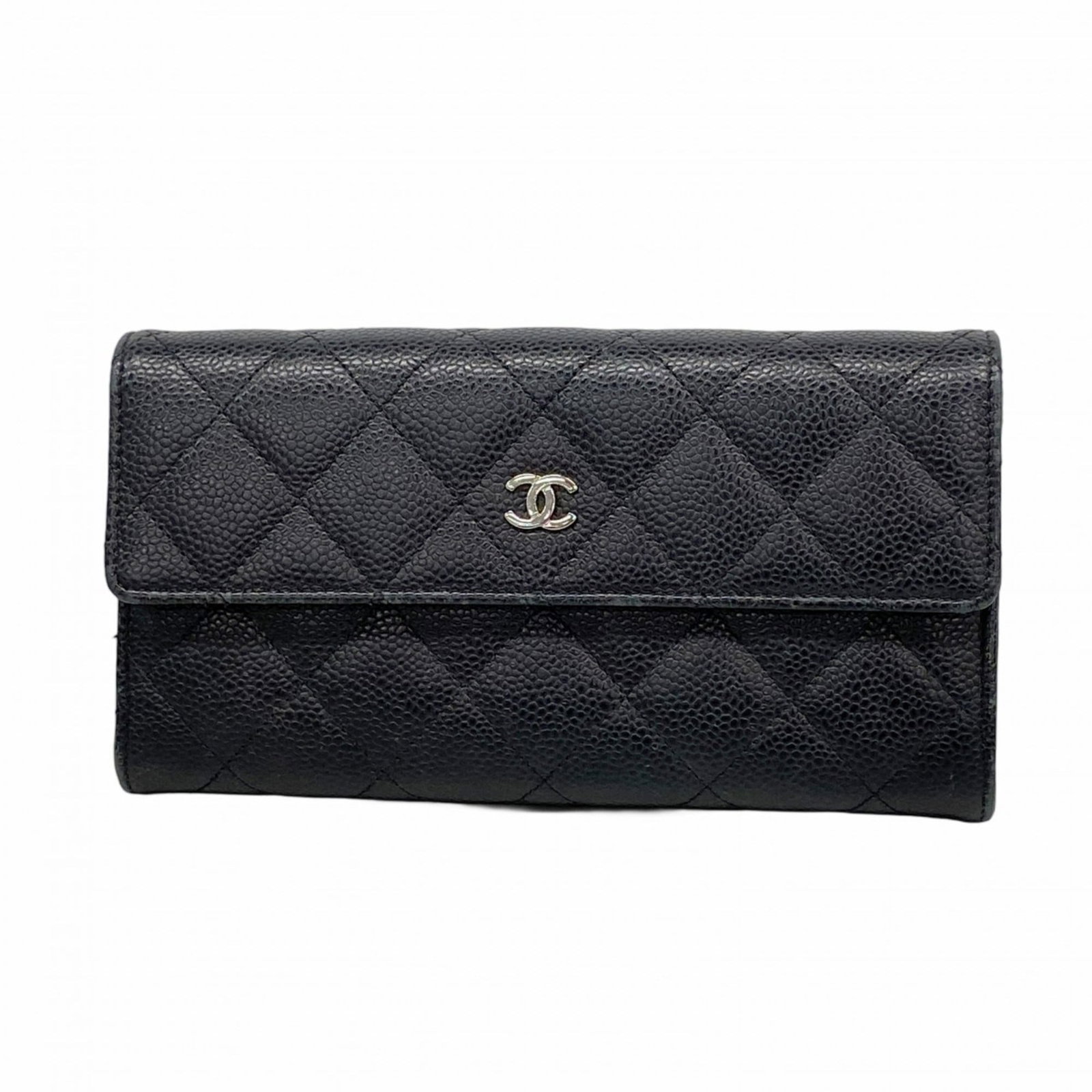 Calfskin Chanel Long Wallet (Bi-Fold) Grained: Calfskin Chanel Long Wallet (Bi-Fold) Grained A sleek and sophisticated accessory for the modern woman, this authentic Chanel long wallet boasts a classic bi-fold design crafted from high-quality, gra