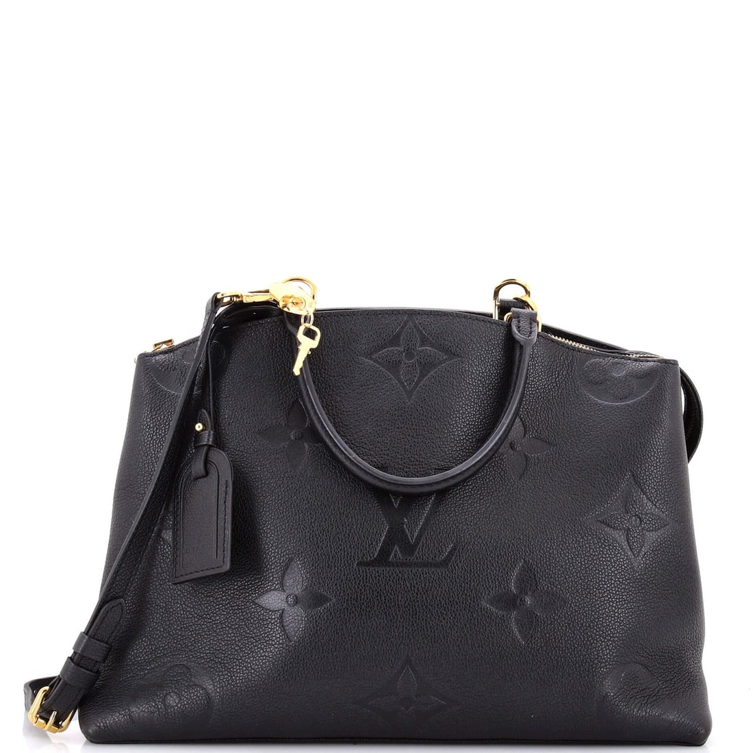 Louis Vuitton Grand Palais Monogram Empreinte Giant Handbag: Louis Vuitton Grand Palais Monogram Empreinte Giant Handbag For sale is the iconic Louis Vuitton Grand Palais Monogram Empreinte Giant Handbag, boasting a sleek black exterior with gold hardware and s