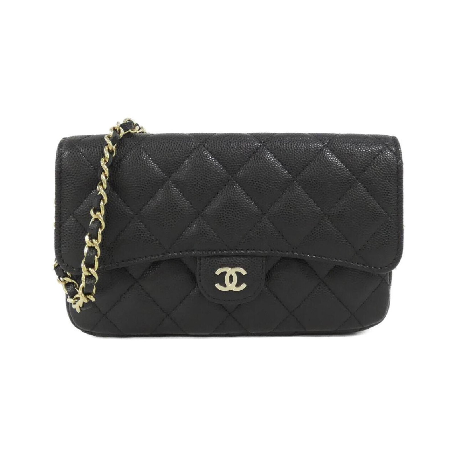 Chanel Grained Calfskin Shoulder Bag: Chanel Grained Calfskin Shoulder Bag A timeless Chanel shoulder bag, crafted from luxurious grained calfskin and adorned with elegant gold hardware, adds sophistication to any outfit. With its classic