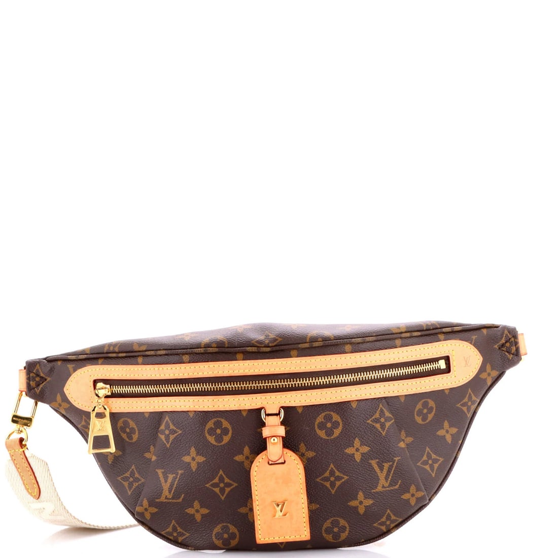 Louis Vuitton Monogram Canvas High-Rise Bum Bag: Louis Vuitton Monogram Canvas High-Rise Bum Bag A timeless piece from the iconic Louis Vuitton brand, this high-rise bum bag boasts a classic monogram canvas design in rich brown tones. With its spaci