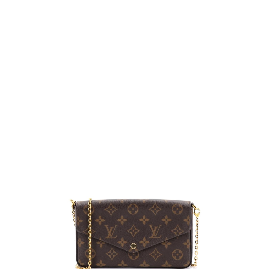 Canvas Louis Vuitton Felicie Pochette Monogram: Canvas Louis Vuitton Felicie Pochette Monogram Own the timeless elegance of Louis Vuitton's iconic Felicie Pochette Monogram, crafted from high-quality canvas with a rich brown exterior and vibrant re