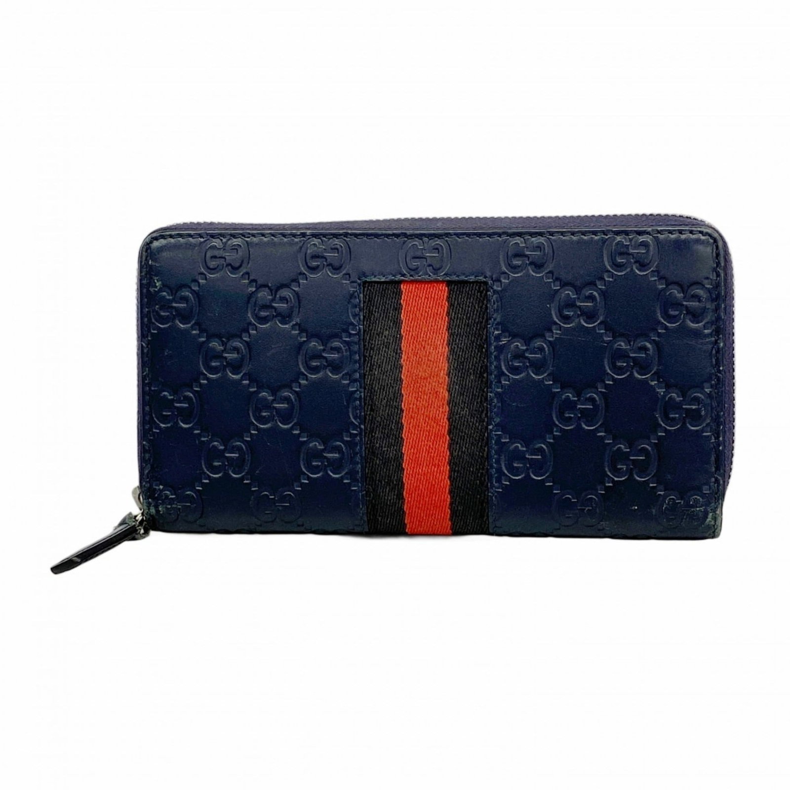 Gucci Bi-Fold Leather Wallet: Gucci Bi-Fold Leather Wallet A classic Gucci bi-fold leather wallet, perfect for the discerning gentleman, boasts a timeless navy color and premium leather construction that exudes sophistication. Wit