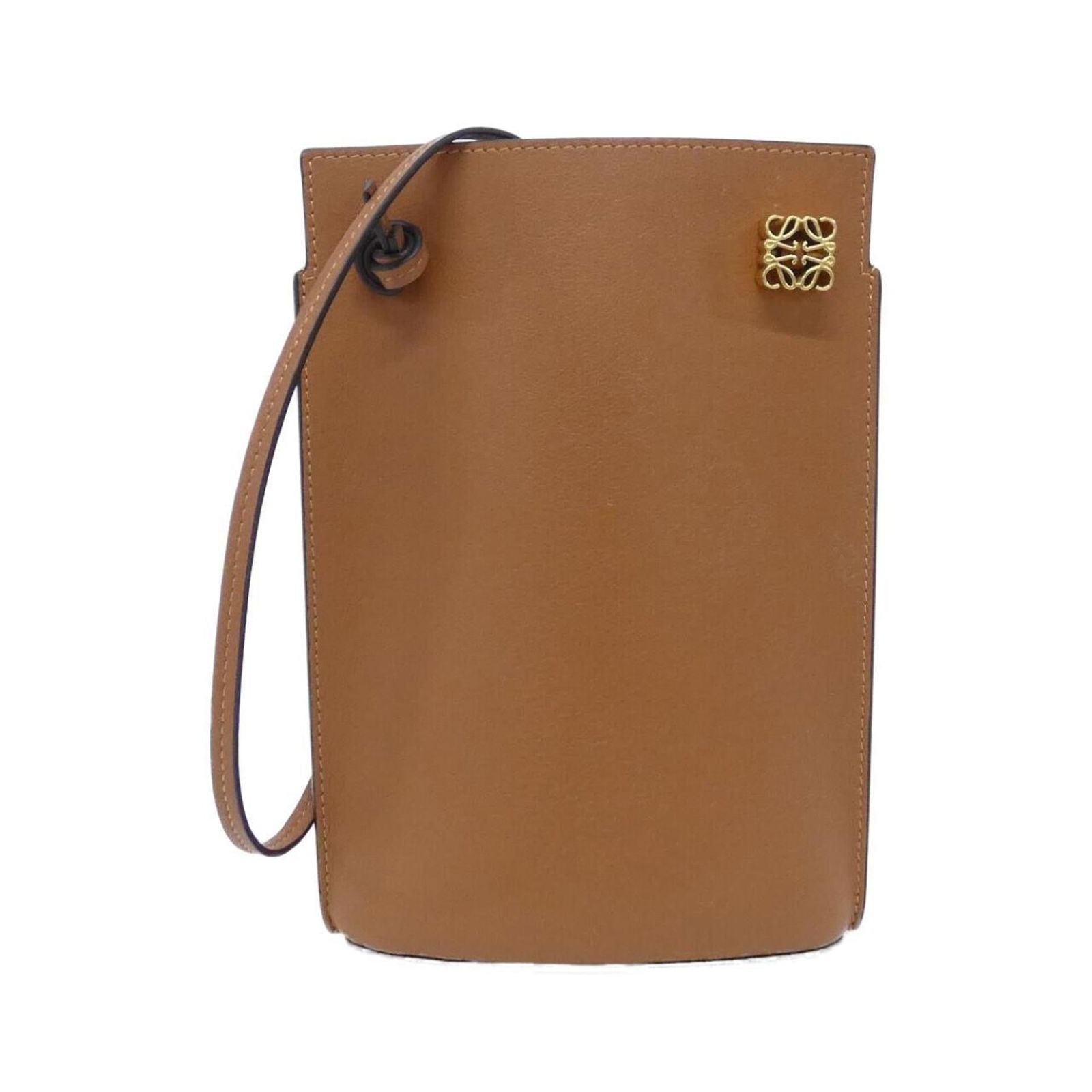 Loewe Leather Shoulder Bag: Loewe Leather Shoulder Bag A timeless piece from the iconic Spanish house of Loewe, this beautifully crafted leather shoulder bag boasts rich brown calfskin and a classic design that exudes sophistica