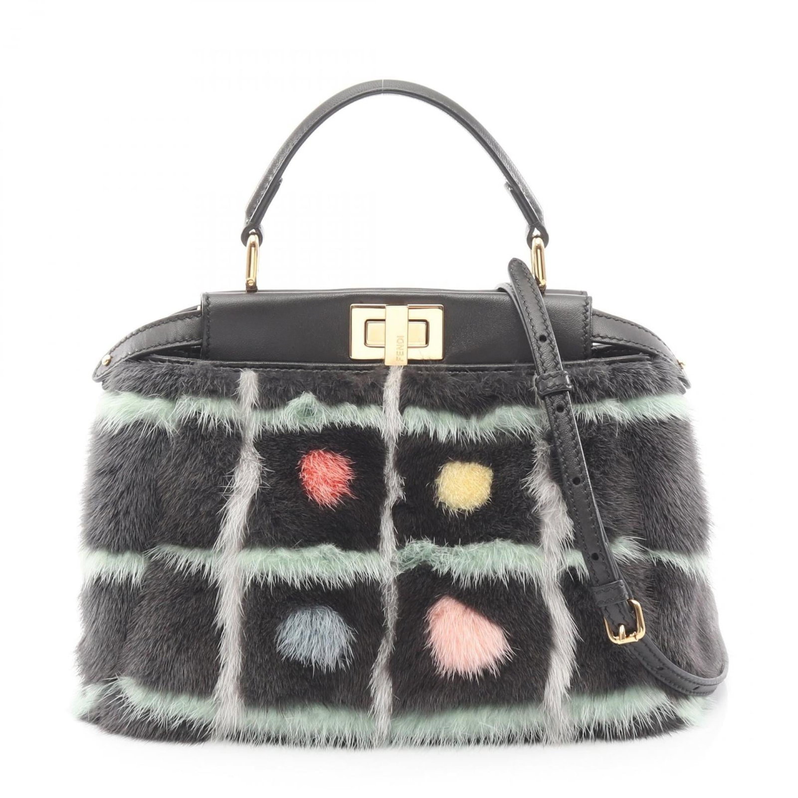 Fur Fendi Leather Handbag: Fur Fendi Leather Handbag Elevate your style with the iconic Fendi Leather Handbag, boasting luxurious black leather and sumptuous fur trim in a sleek, sophisticated design. This chic handbag exudes h