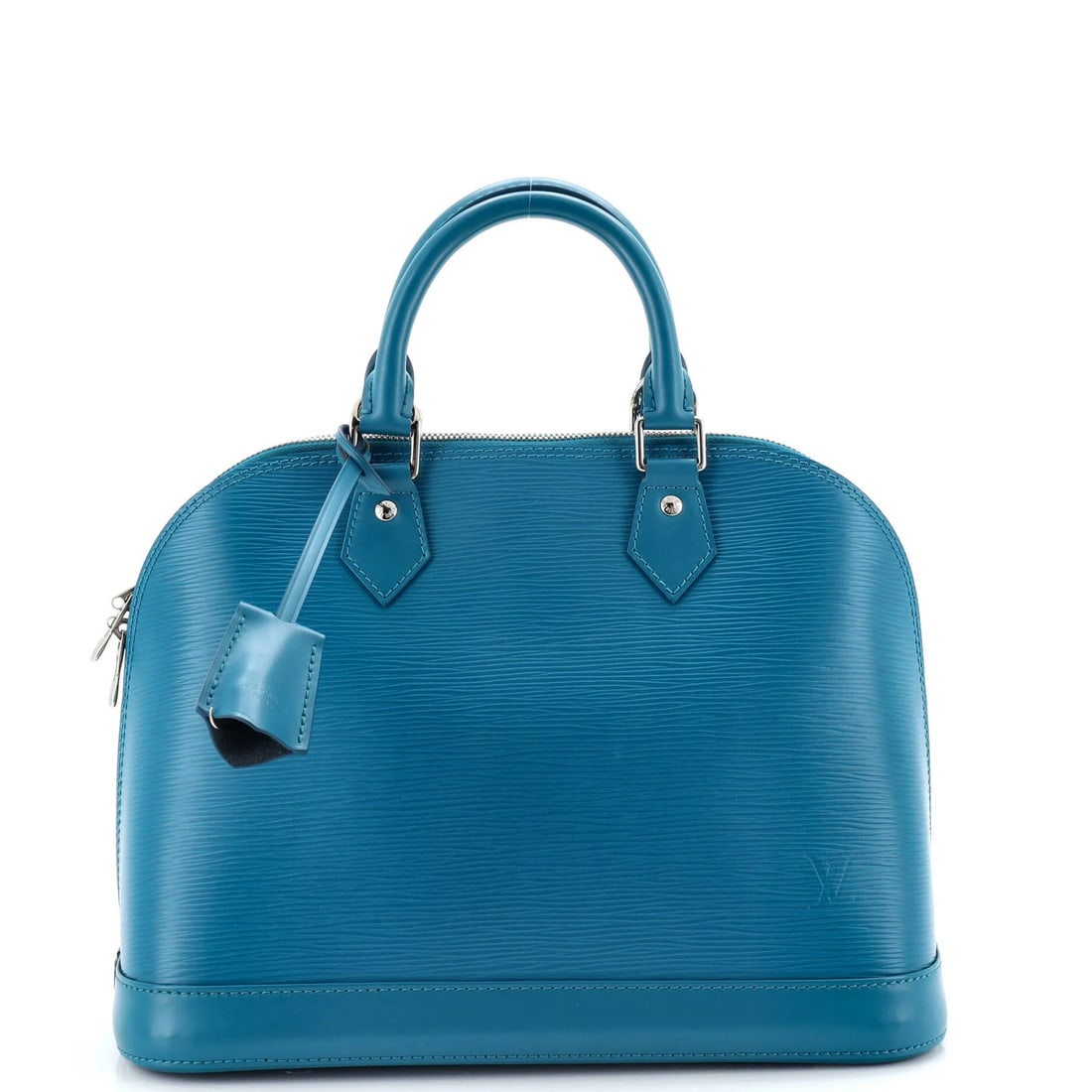 Louis Vuitton Alma Epi Leather Handbag PM: Louis Vuitton Alma Epi Leather Handbag PM The Louis Vuitton Alma Epi Leather Handbag PM is a stunning, pre-owned blue leather handbag that exudes timeless elegance. With its signature Epi leather exte
