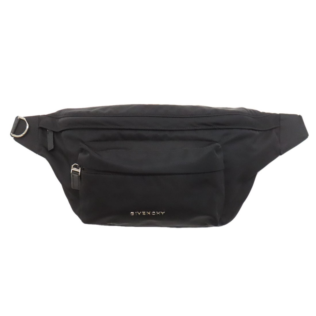 Nylon GIVENCHY logo body bag: Nylon GIVENCHY logo body bag Elevate your everyday style with the sleek and modern GIVENCHY logo body bag, crafted from high-quality nylon that exudes effortless chic. The striking black exterior is a