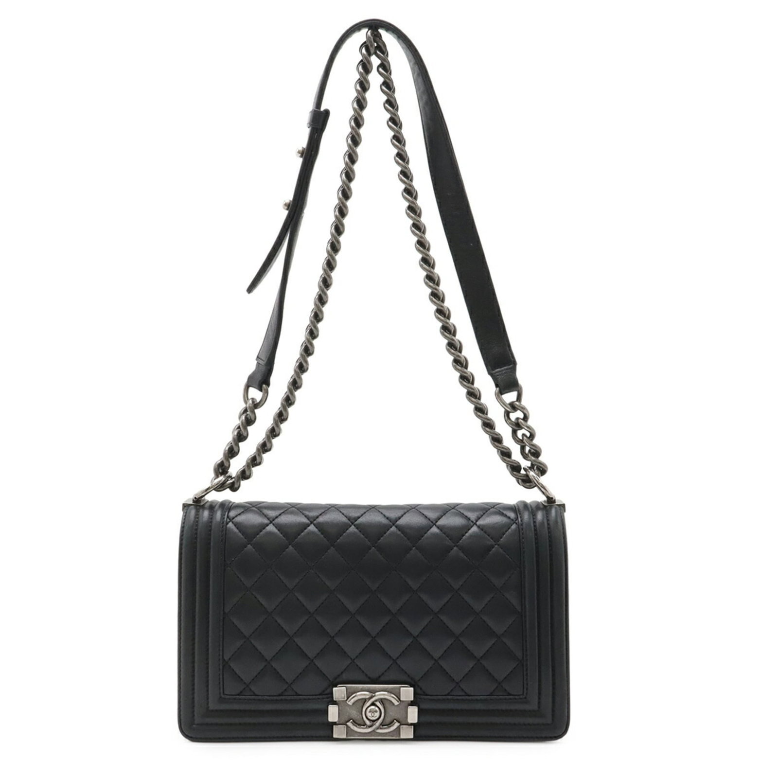 Bag Chanel Shoulder: Bag Chanel Shoulder A pre-owned Chanel shoulder bag in sleek black, boasting classic design and timeless elegance. With its compact 15cm x 25cm dimensions and comfortable 7cm height, this bag is perfe