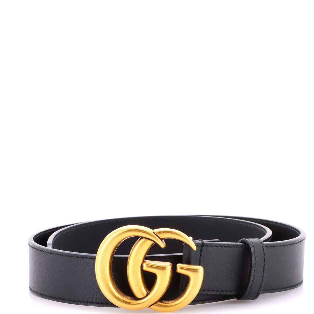 Gucci GG Marmont Leather Belt - Medium: Gucci GG Marmont Leather Belt - Medium Elevate your style with the iconic Gucci GG Marmont Leather Belt, boasting sleek black leather and aged gold hardware that adds a touch of sophistication to any