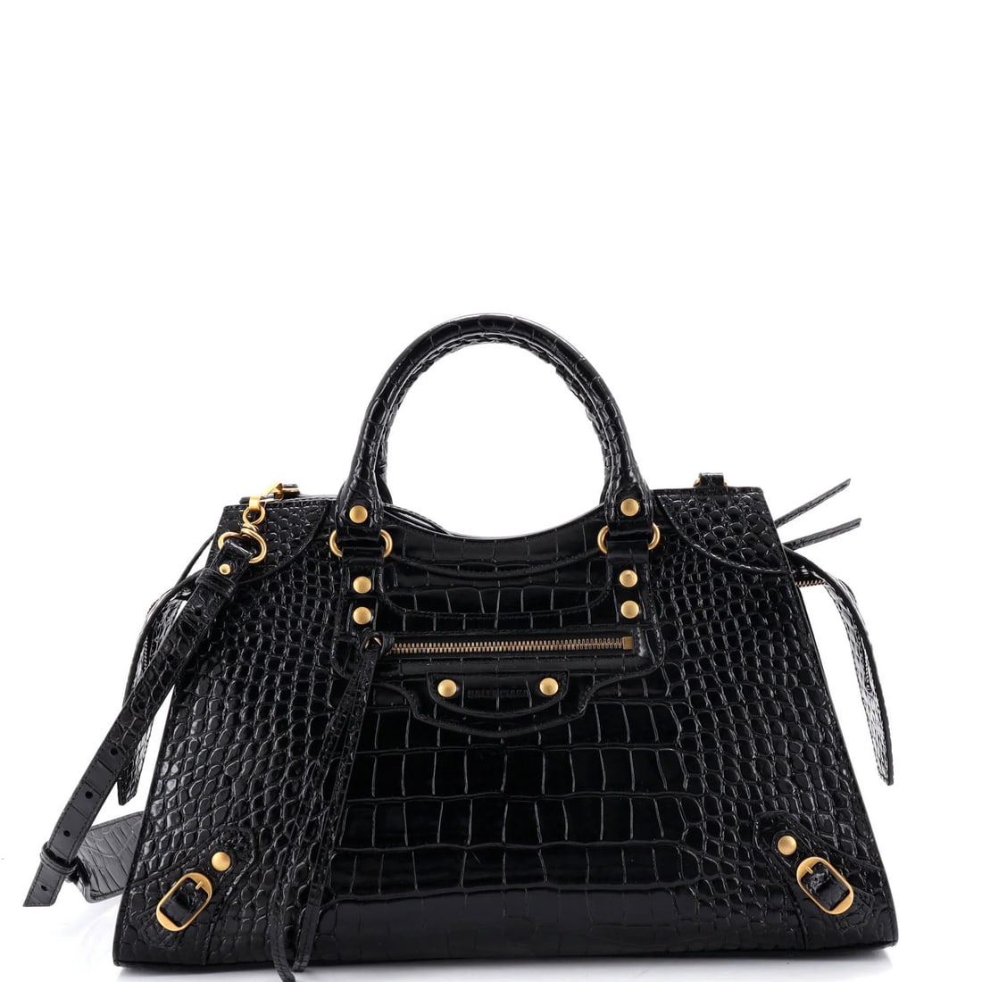 Balenciaga Neo Classic City Bag - Medium, Crocodile Embossed Leather: Balenciaga Neo Classic City Bag - Medium, Crocodile Embossed Leather The Balenciaga Neo Classic City Bag is a timeless masterpiece of luxury, boasting sleek lines and sophisticated style. Crafted from