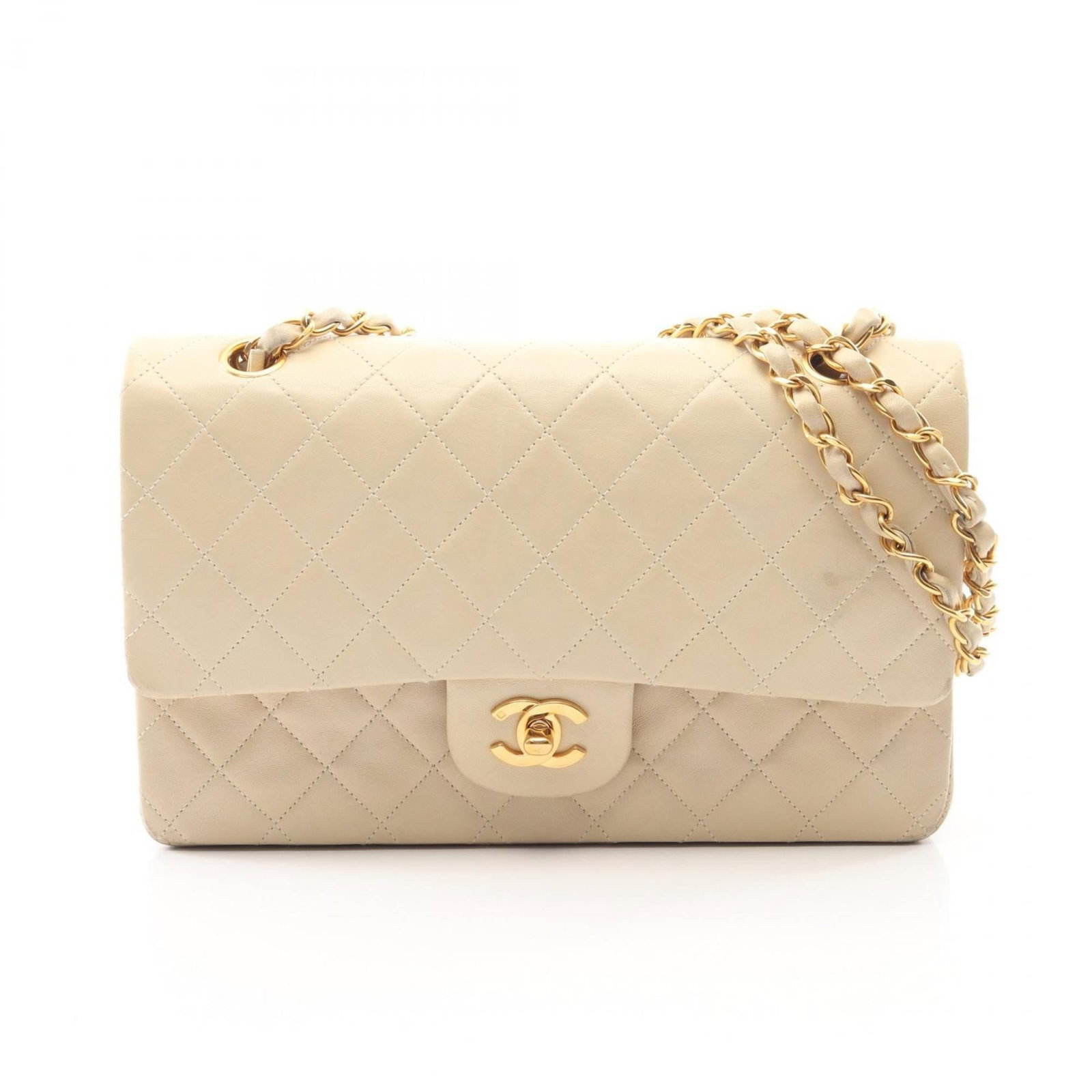 Chanel Leather Shoulder Bag: Chanel Leather Shoulder Bag A timeless Chanel classic, this lambskin shoulder bag boasts elegant gold hardware and a rich beige leather exterior that exudes sophistication. With its compact size and
