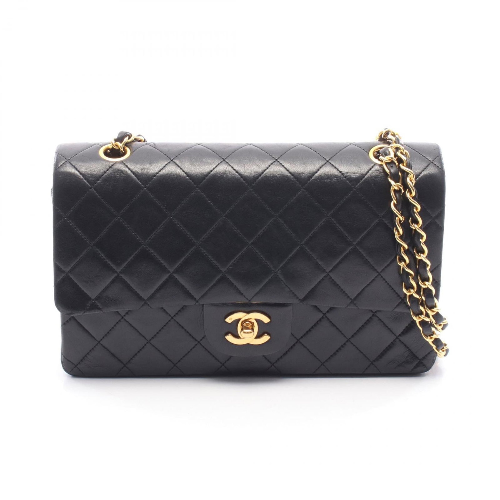 Chanel Leather Shoulder Bag: Chanel Leather Shoulder Bag A timeless Chanel lambskin shoulder bag in sleek black, adorned with elegant gold hardware, adds a touch of sophisticated elegance to any outfit. With its classic design an