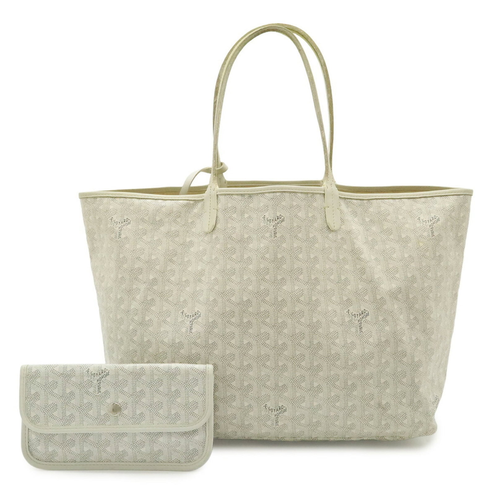 Goyard Coated Canvas Pouch, Shoulder & Tote Bag: Goyard Coated Canvas Pouch, Shoulder & Tote Bag A stylish and practical Goyard coated canvas pouch, perfect for adding a touch of French chic to your daily routine. With its durable gray and white col