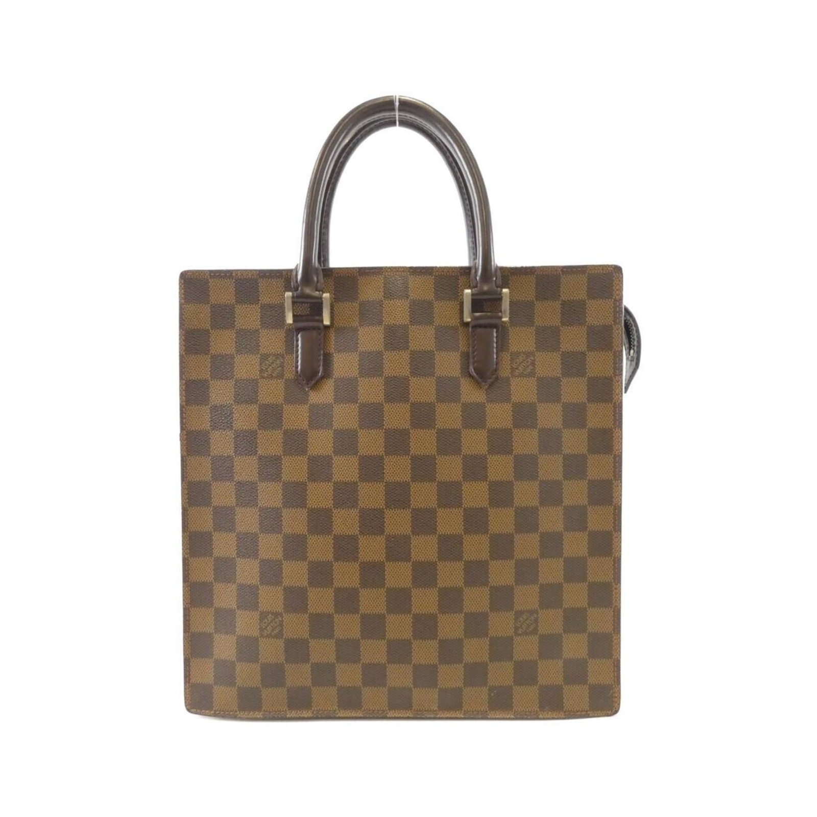 Louis Vuitton Coated Canvas Handbag: Louis Vuitton Coated Canvas Handbag Experience the timeless elegance of Louis Vuitton with this stunning coated canvas handbag, boasting classic Ebene leather and gold hardware that adds a touch of so