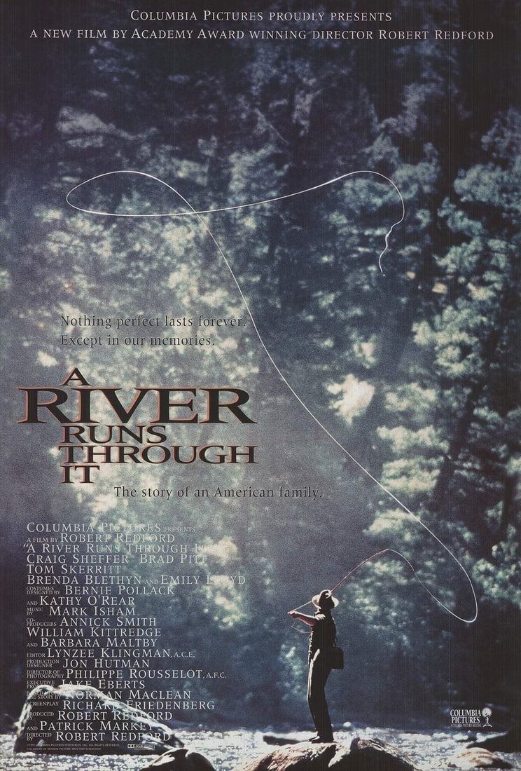 A River Runs Through It (39.25" x 26.5") 1992 Offset Lithograph: A River Runs Through It (39.25" x 26.5") 1992 Offset Lithograph A stunning 1992 offset lithograph, 'A River Runs Through It' is a poignant and powerful piece that captures the essence of the American