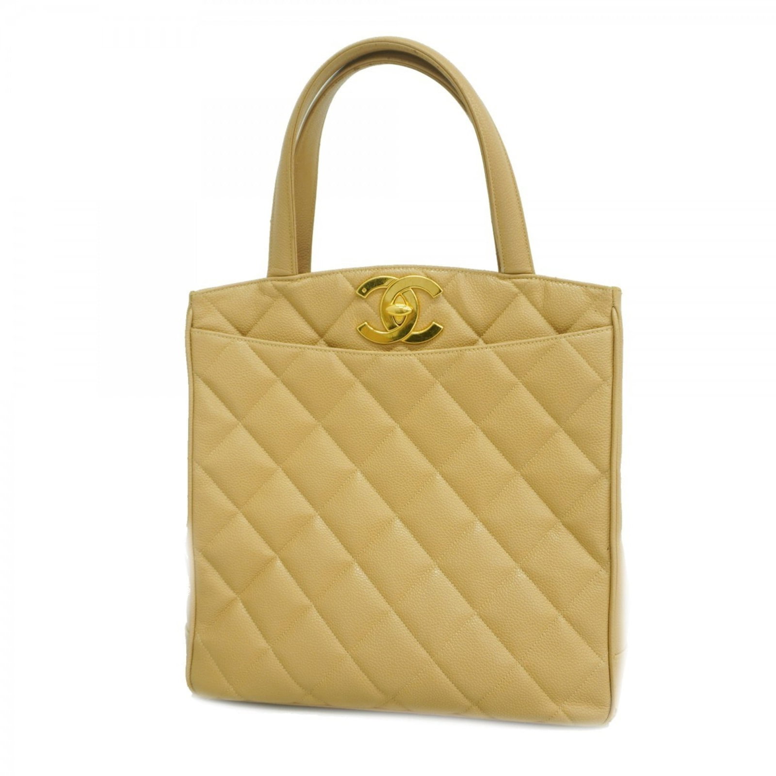 Calfskin Grained Chanel Tote Bag: Calfskin Grained Chanel Tote Bag A timeless classic, this pre-owned Chanel tote bag boasts the iconic grained calfskin finish and sleek gold hardware that has become synonymous with luxury. With its s