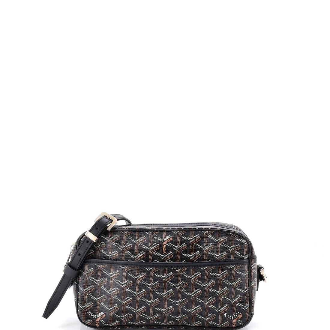 Goyard Cap Vert Coated Canvas Bag: Goyard Cap Vert Coated Canvas Bag A rare find for the Goyard enthusiast, this Cap Vert Coated Canvas Bag boasts the iconic brand's signature black canvas exterior with subtle yellow interior accents.