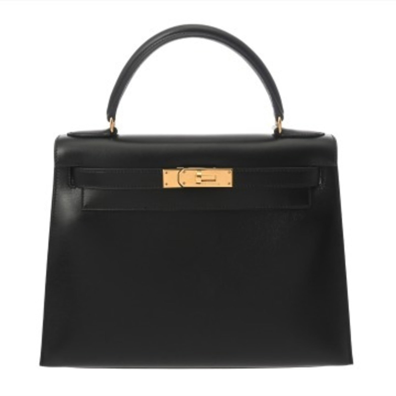 Calf Leather Hermes Handbag Box: Calf Leather Hermes Handbag Box A stunning black box calf leather Hermes handbag, exuding timeless elegance and sophistication. With its sleek 20.5cm x 29cm size and gold hardware accents, this luxuri