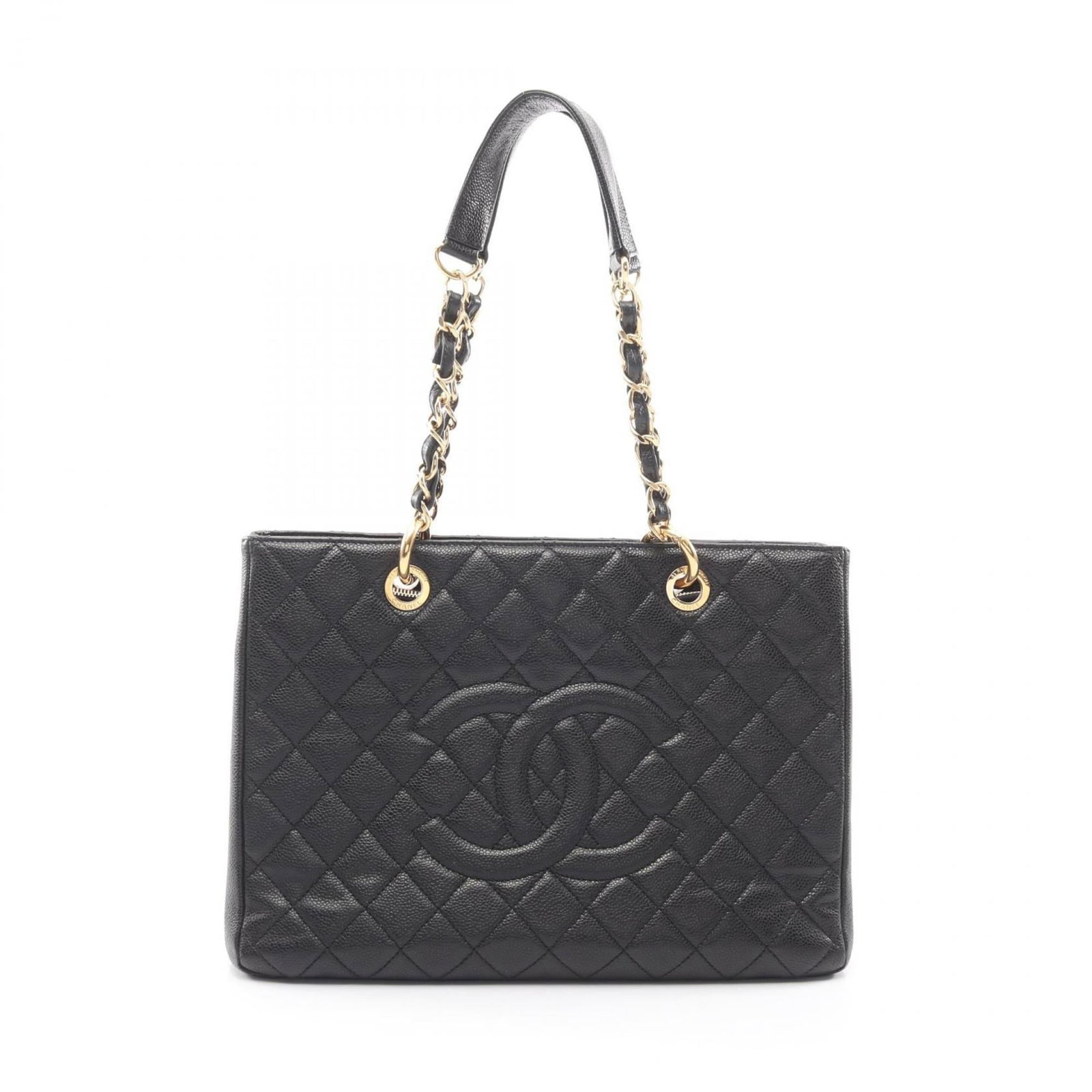 Chanel Tote Bag in Grained Calfskin: Chanel Tote Bag in Grained Calfskin A timeless Chanel tote in sleek black, crafted from rich grained calfskin that develops a beautiful patina with age. This versatile and elegant bag is perfect for w