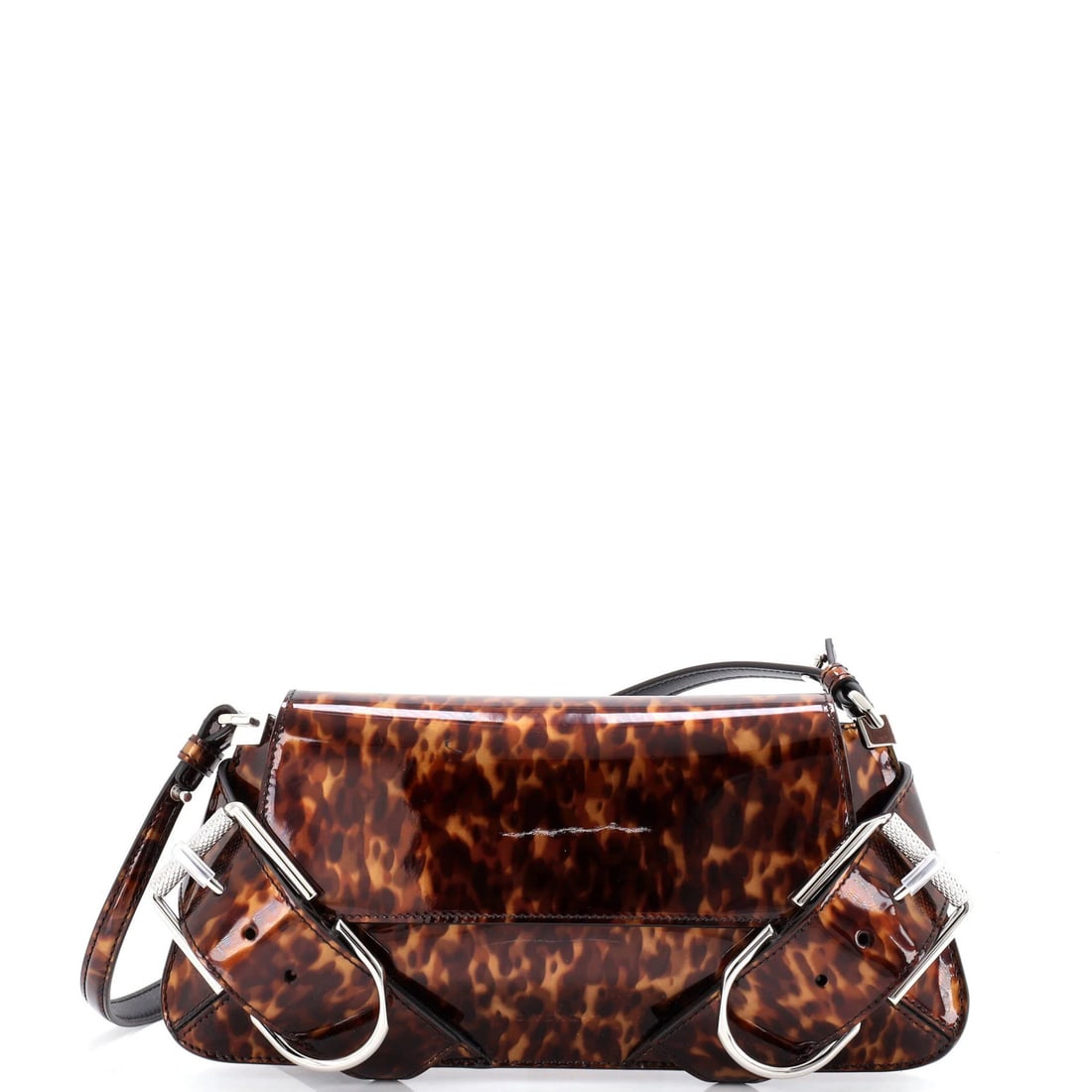 Givenchy Voyou Shoulder Flap Bag with Printed Patent: Givenchy Voyou Shoulder Flap Bag with Printed Patent The Givenchy Voyou Shoulder Flap Bag is a stunning piece of patent leather craftsmanship, boasting a unique print design that adds an edgy touch to