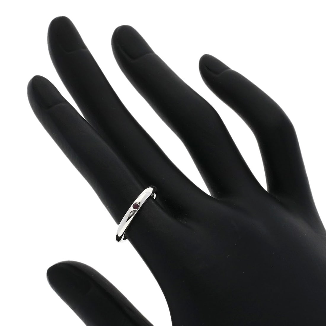 Silver TIFFANY&Co. Stacking band Ruby Ring - 5