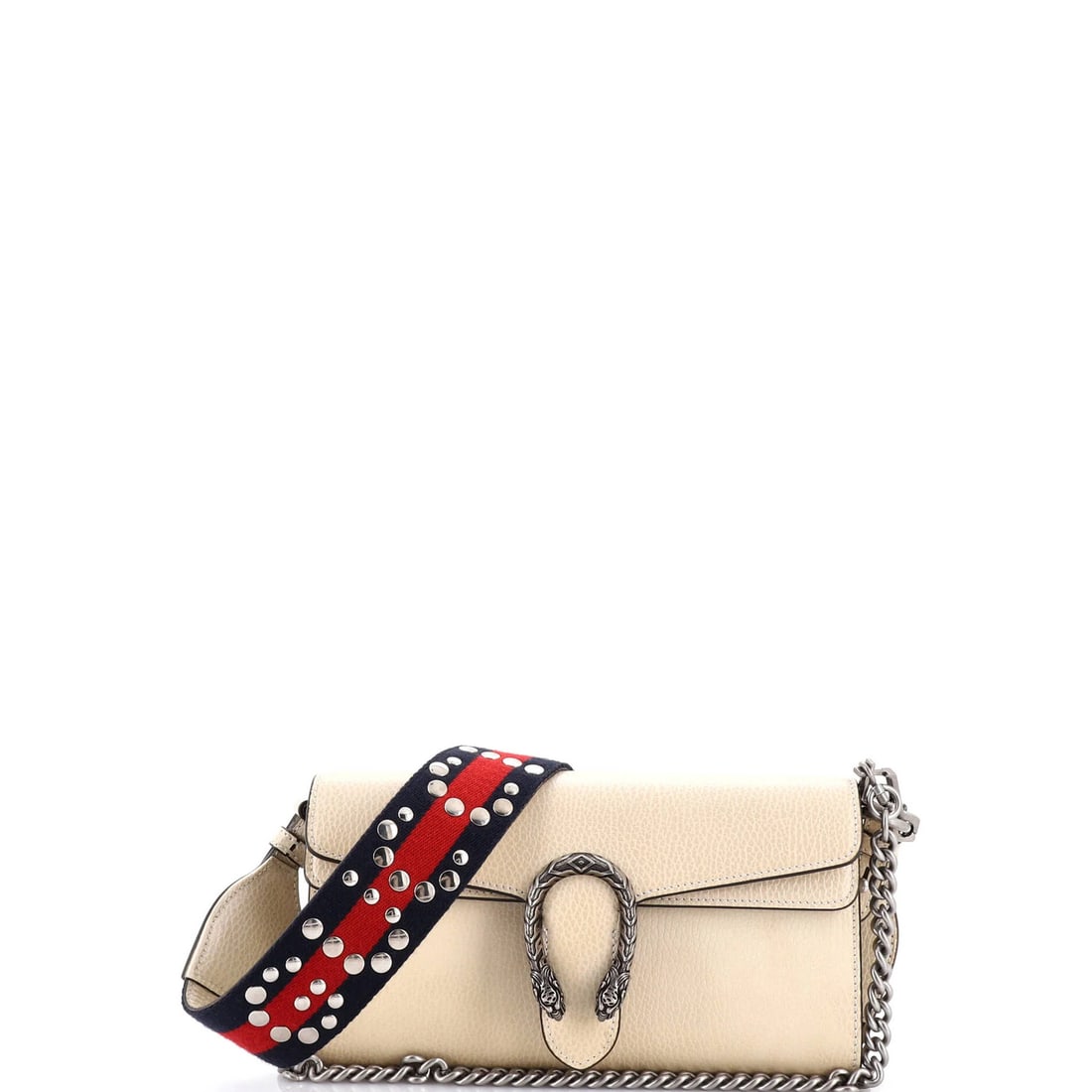 Gucci Dionysus East-West Flap Bag in Small Leather: Gucci Dionysus East-West Flap Bag in Small Leather The Gucci Dionysus East-West Flap Bag is a stylish and versatile accessory that exudes luxury with its neutral exterior and rich interior details. Wi