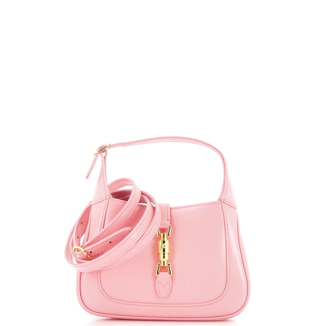 Mini Gucci Jackie 1961 Hobo Leather: Mini Gucci Jackie 1961 Hobo Leather For the fashionista on-the-go, this mini Gucci Jackie 1961 Hobo Leather is the perfect accessory. With its iconic pink exterior and neutral interior, this compact b