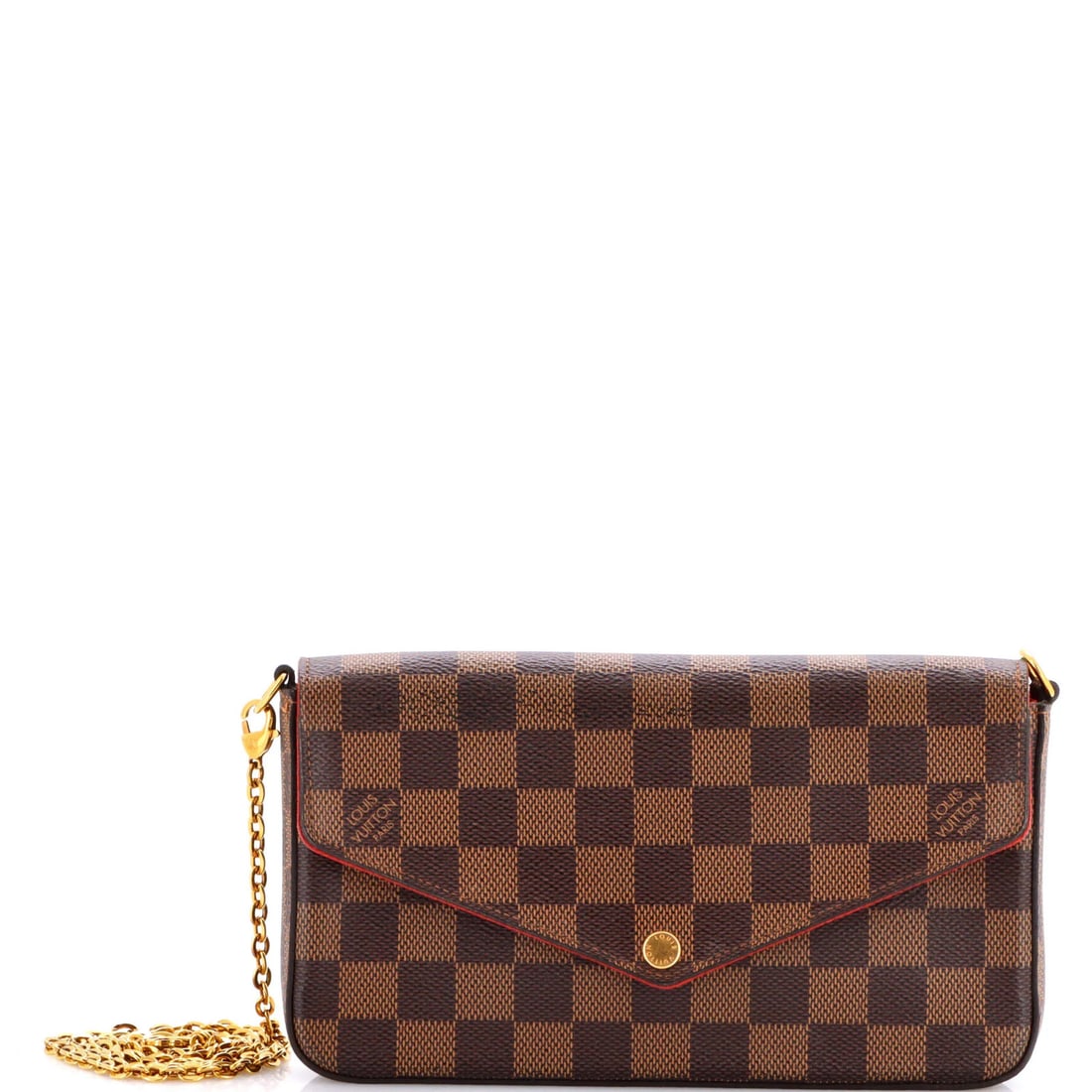 Louis Vuitton Felicie Pochette in Damier: Louis Vuitton Felicie Pochette in Damier The Louis Vuitton Felicie Pochette in Damier is a timeless, cross-body bag that exudes classic French elegance. With its signature canvas-coated exterior and a