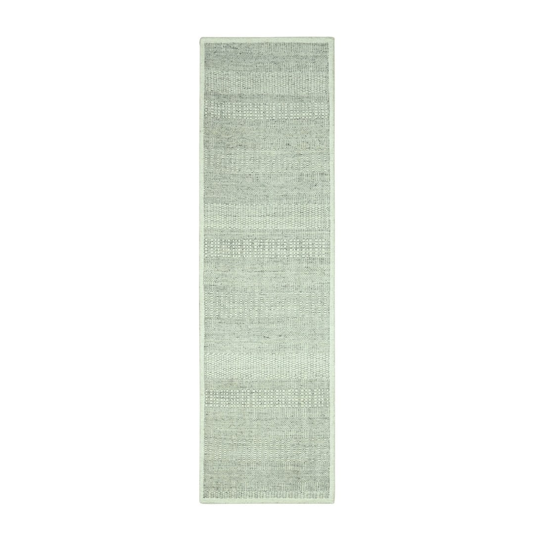 Runner 2'7"x8'1" Gray 100% Wool Rug Hand Knotted Oxidized Grass Design: Runner 2'7"x8'1" Gray 100% Wool Rug Hand Knotted Oxidized Grass Design Experience the timeless elegance of India's traditional craftsmanship with this stunning 100% wool runner rug, hand-knotted in a