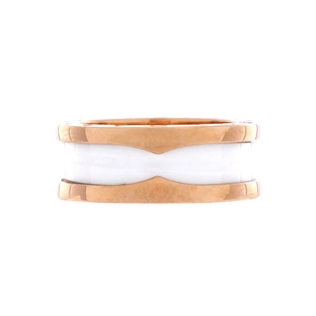 Bvlgari B.Zero1 Two-Band 18k Rose Gold & Ceramic Ring: Bvlgari B.Zero1 Two-Band 18k Rose Gold & Ceramic Ring Elevate your style with the Bvlgari B.Zero1 Two-Band 18k Rose Gold & Ceramic Ring, a stunning piece of jewelry that combines sleek 18k rose gold w