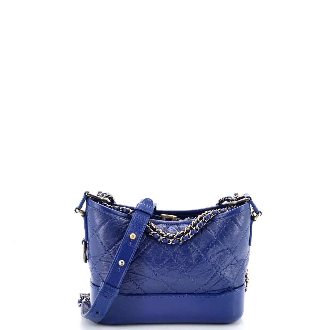 Small Chanel Gabrielle Hobo Quilted Aged Calfskin: Small Chanel Gabrielle Hobo Quilted Aged Calfskin A timeless Chanel Gabrielle Hobo in small size, boasting the iconic quilted design and aged calfskin exterior in a stunning blue hue. With its classic