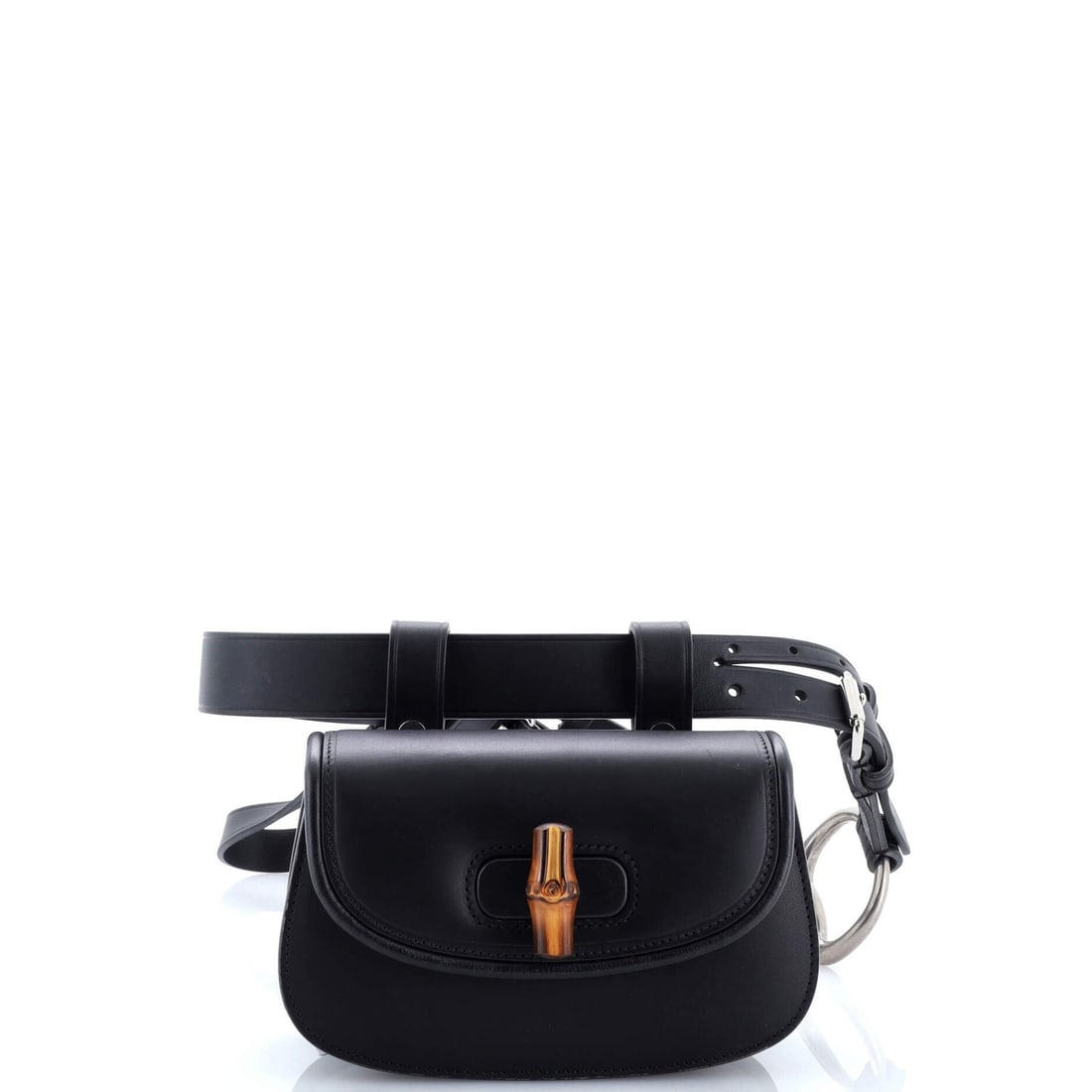 Gucci Bamboo 1947 Mini Leather Belt Bag: Gucci Bamboo 1947 Mini Leather Belt Bag The Gucci Bamboo 1947 Mini Leather Belt Bag is a sleek and sophisticated accessory that exudes classic style. With its rich black leather exterior, neutral inte