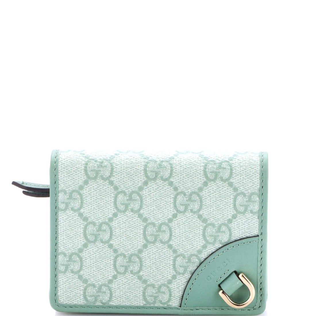 Gucci Emblem Wallet - Small GG Coated Canvas: Gucci Emblem Wallet - Small GG Coated Canvas Elevate your everyday style with the iconic Gucci Emblem Wallet, boasting a sleek small size and striking green GG Coated Canvas exterior that adds a pop o