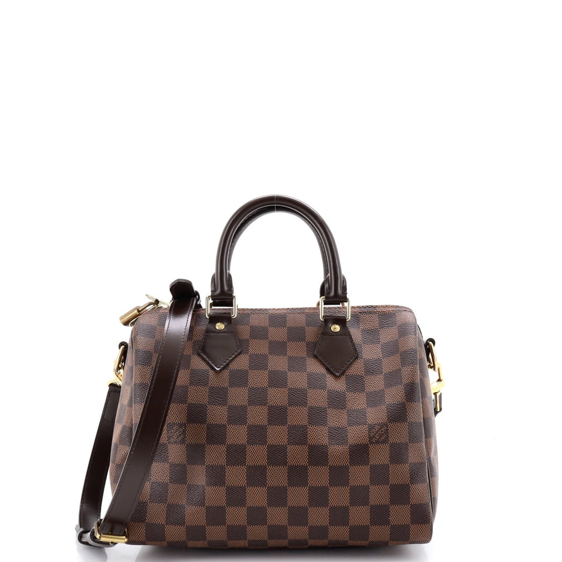 Louis Vuitton Speedy Bandouliere Bag - Damier 25: Louis Vuitton Speedy Bandouliere Bag - Damier 25 The iconic Louis Vuitton Speedy Bandouliere Bag in Damier 25 is a timeless classic, boasting the signature monogram pattern and rich brown canvas exter