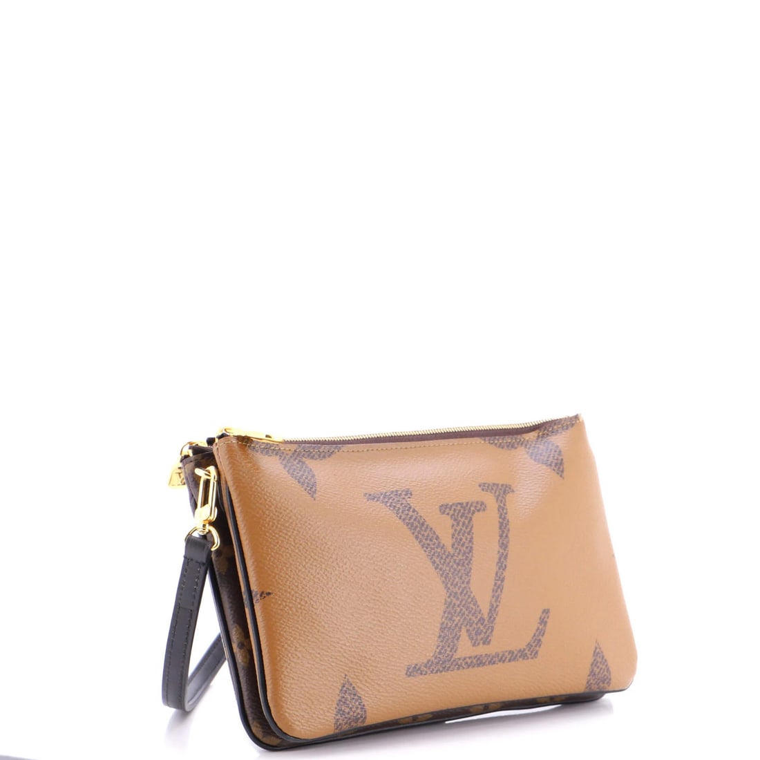 Giant Louis Vuitton Double Zip Pochette Reverse Monogram: Giant Louis Vuitton Double Zip Pochette Reverse Monogram A true luxury find, this Louis Vuitton Double Zip Pochette Reverse Monogram clutch boasts the iconic brand's signature canvas coated exterior i