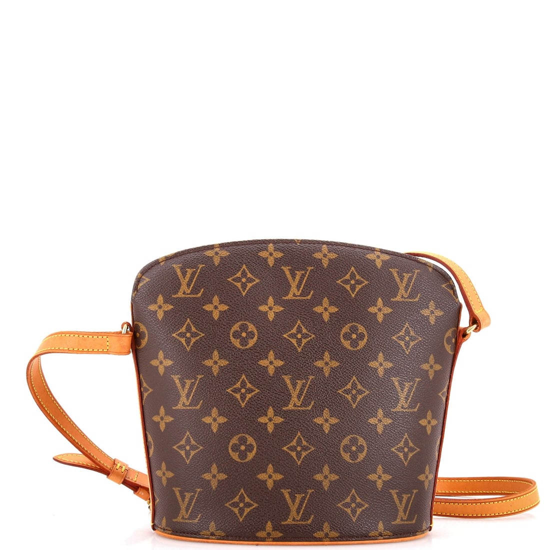 Louis Vuitton Drouot Monogram Canvas Handbag: Louis Vuitton Drouot Monogram Canvas Handbag A timeless and iconic Louis Vuitton Drouot Monogram Canvas Cross Body Bag, boasting the signature brown leather exterior with aged gold hardware, is up for