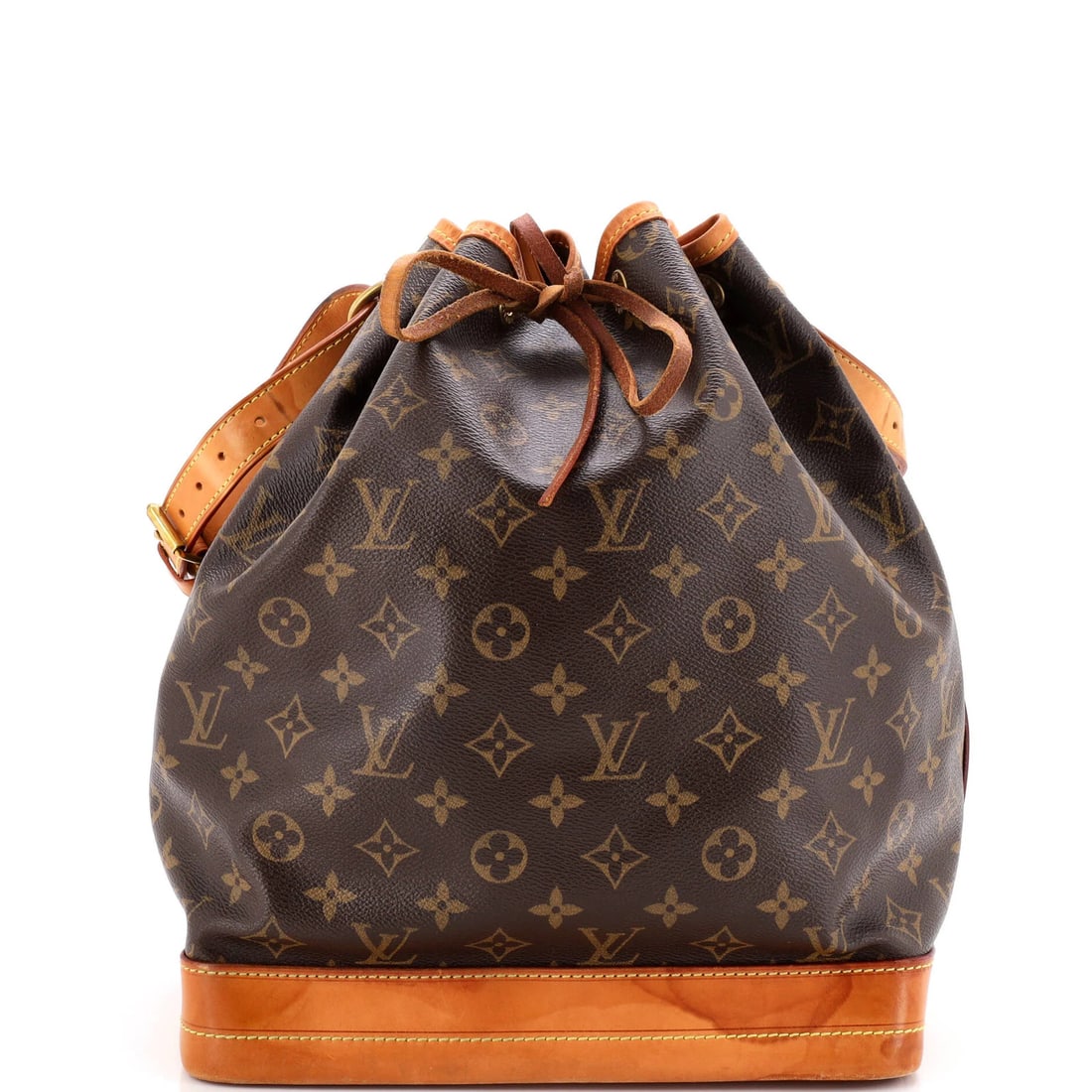Louis Vuitton Noe Large Monogram Canvas Handbag: Louis Vuitton Noe Large Monogram Canvas Handbag Experience the timeless elegance of the Louis Vuitton Noe Large Monogram Canvas Handbag, boasting iconic monogram canvas exterior and rich brown hue tha