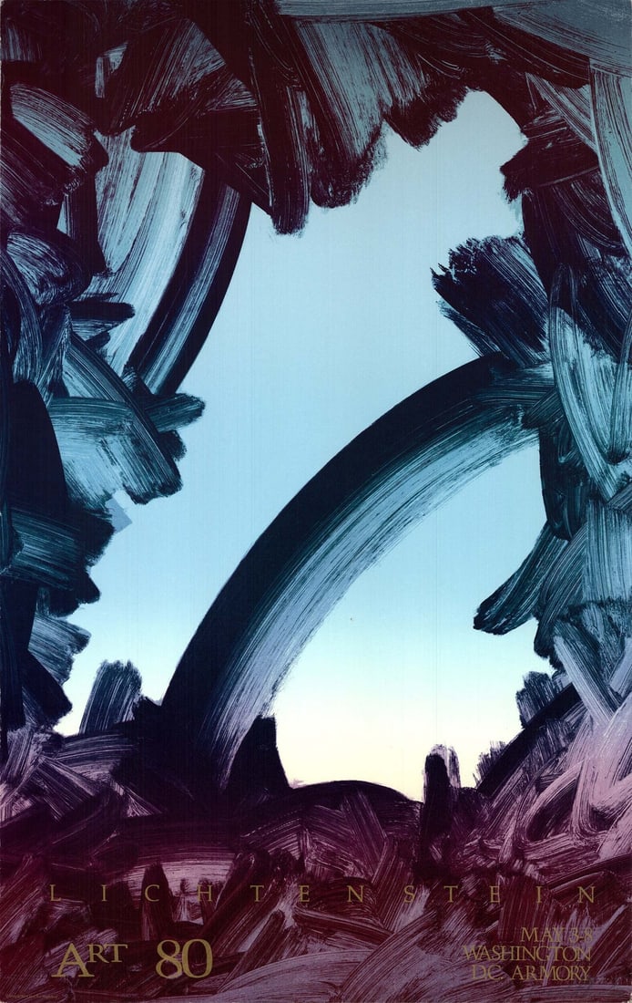 A GARY LICHTENSTEIN Art 80 Washington DC SIGNED 38" x 24" Offset Lithograph 1979: A GARY LICHTENSTEIN Art 80 Washington DC SIGNED 38" x 24" Offset Lithograph 1979 Experience the vibrant energy of Gary Lichtenstein's 1979 offset lithograph, Art 80 Washington DC, measuring 38" x 24".