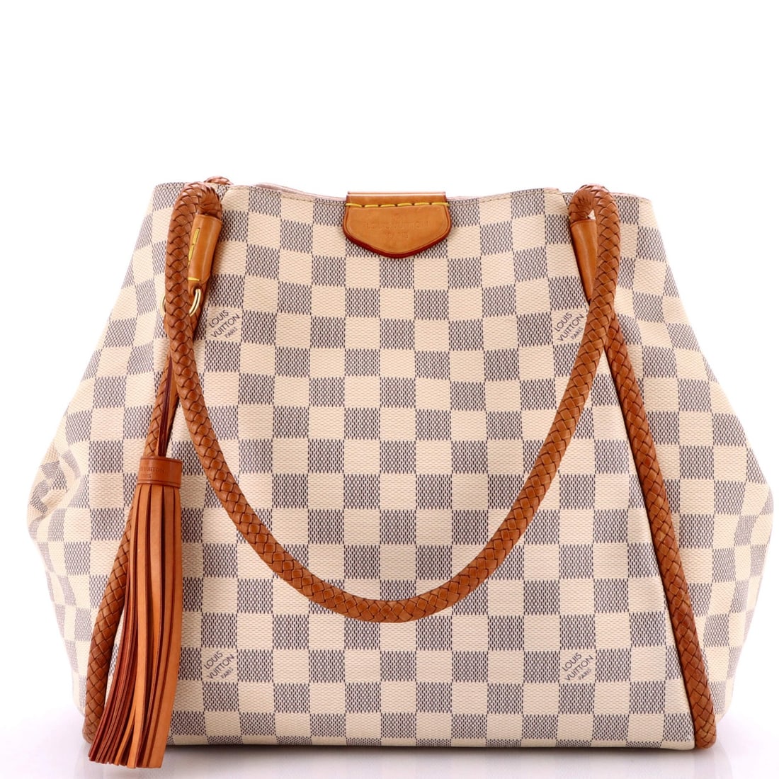 Damier Louis Vuitton Propriano Handbag: Damier Louis Vuitton Propriano Handbag A stunning Damier Louis Vuitton Propriano handbag in pristine white canvas, boasting the iconic monogram pattern and sleek totes design. With its classic gold ha