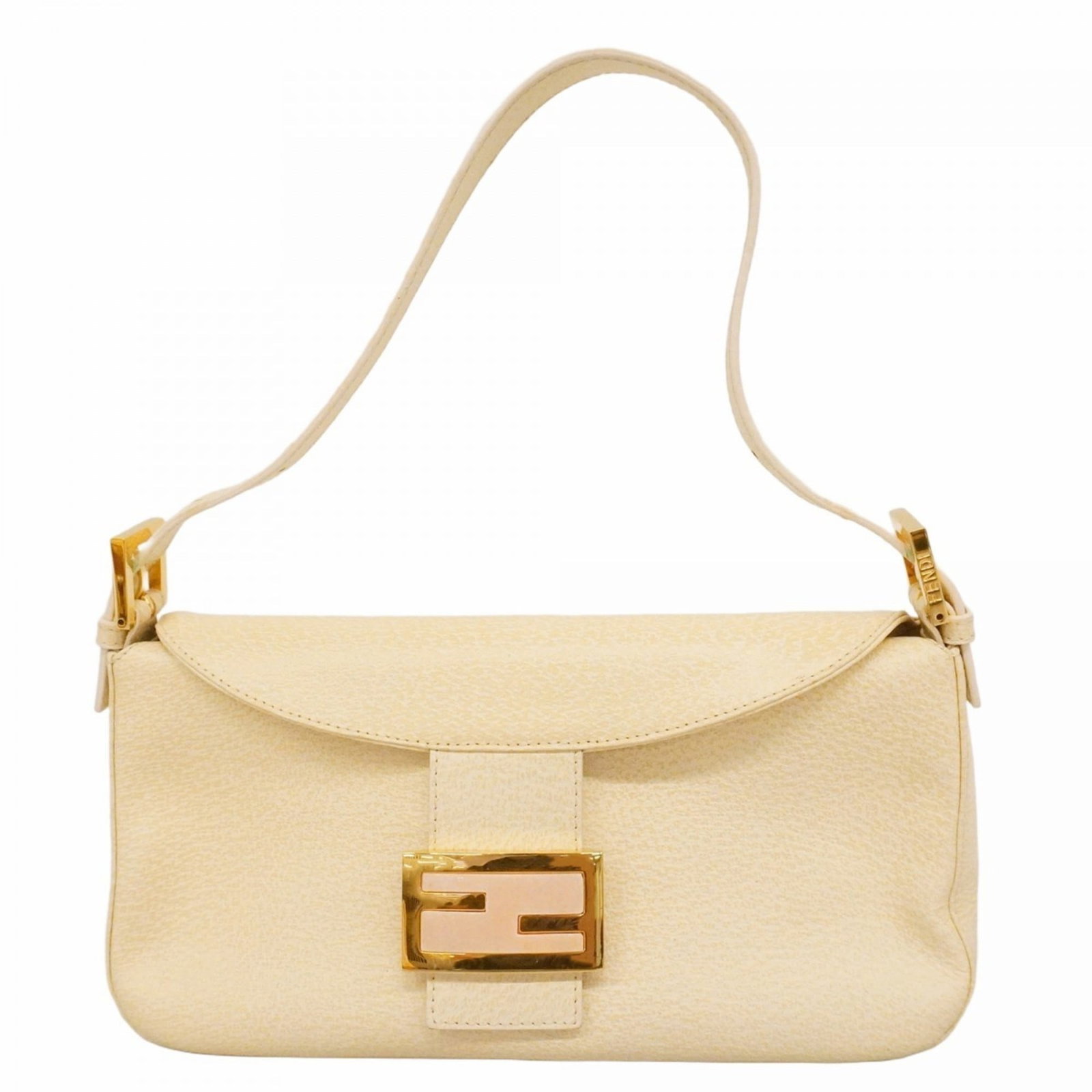 Leather Fendi Handbag: Leather Fendi Handbag A pre-loved Fendi leather handbag in beautiful beige, adorned with gold hardware, adds a touch of luxury to any outfit. With its classic design and high-quality materials, this